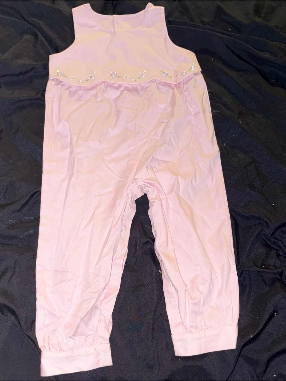 Vintage 2nd Step pink layette romper embroidered flowers size 24 months